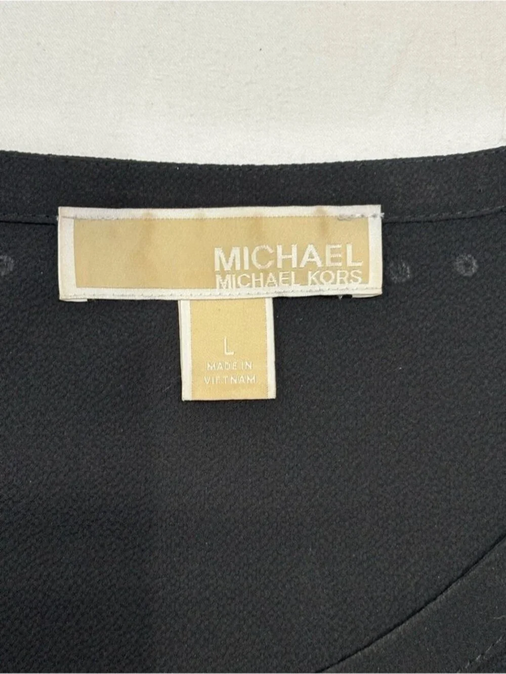Michael Kors Women’s Black Long Sleeve Blouse with Gold Stud Trim Large - 543